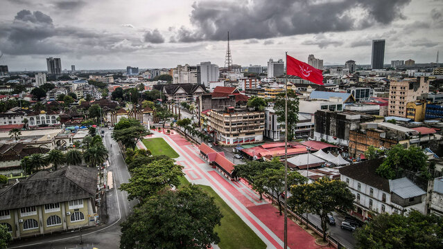 The aerial view of Kota Bharu in Malaysia