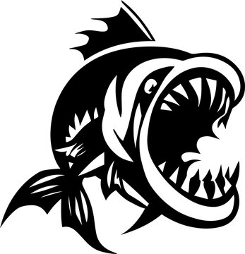 Big Angry Fish Attacking Aggressively Icon Symbol