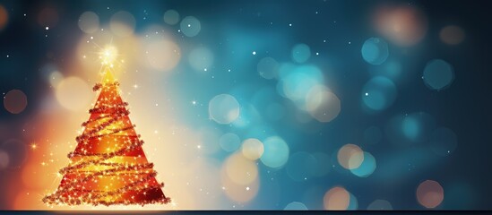 Obraz na płótnie Canvas Festive tree adorned with colorful ornaments lights and blurry backdrop