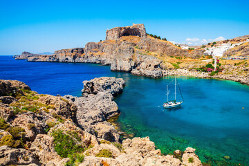 Lindos Acropolis and beach, Rhodes