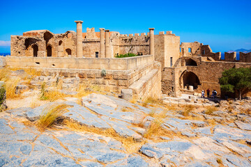 Fototapeta premium Lindos Acropolis and beach, Rhodes