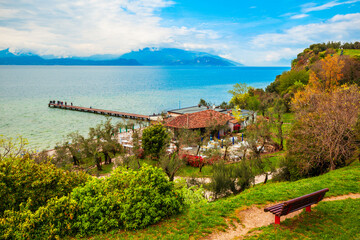 Fototapeta premium Garda Lake aerial panoramic view