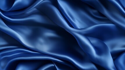 Fototapeta premium Royal blue satin panorama. Lustrous luxury. Waves of beauty. Perfect for designs.