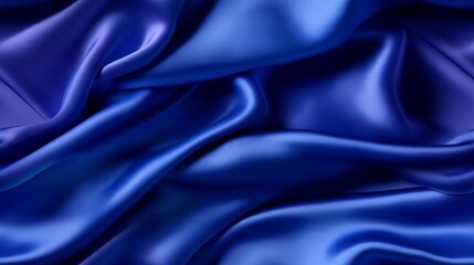Fototapeta premium Royal blue satin beauty. Lustrous waves. Perfect for masterpieces. A touch of the ocean.
