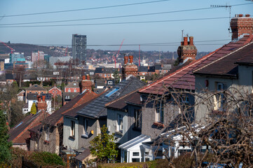Fototapeta na wymiar Row of houses in Sheffield at UK