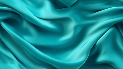 Obraz premium Turquoise fabric tales. Gentle waves on a smooth surface. Luxury with a tropical touch. Perfect for sophisticated designs.