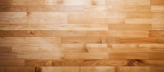 Overhead view of maple basketball court floor