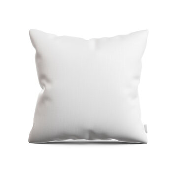 A Blank White Square Couch Pillow isolated on a white background