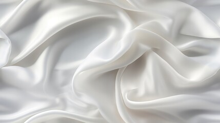 Naklejka premium White satin purity. Luxurious waves on fabric. Timeless elegance for design. Ideal for minimalist backgrounds.