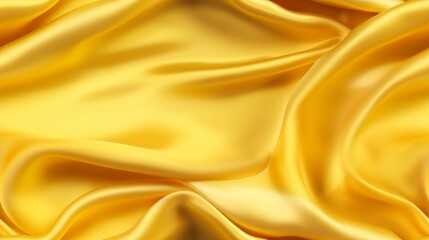 Fototapeta premium Yellow satin brilliance. Luxurious waves on fabric. Sunlit elegance for design. Ideal for vibrant backgrounds.