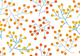 Autumn floral seamless berries pattern for wrapping paper and fabrics and kids clothes print and festive packaging