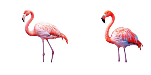 Png Set Gorgeous flamingo relaxing in the water transparent background