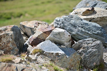 Big rock at mountain in summer time