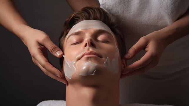 A man getting a facial mask on his face