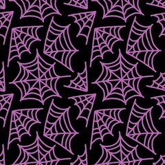 Halloween web seamless pattern for wrapping paper and fabrics and kids clothes print and festive packaging