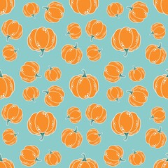 Autumn harvest vegetable seamless pumpkins pattern for wrapping paper and fabrics and linens and kids clothes