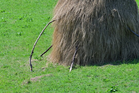 Haystacks at mountain, during summer time