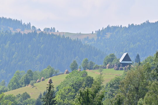Haystacks at mountain, during summer time