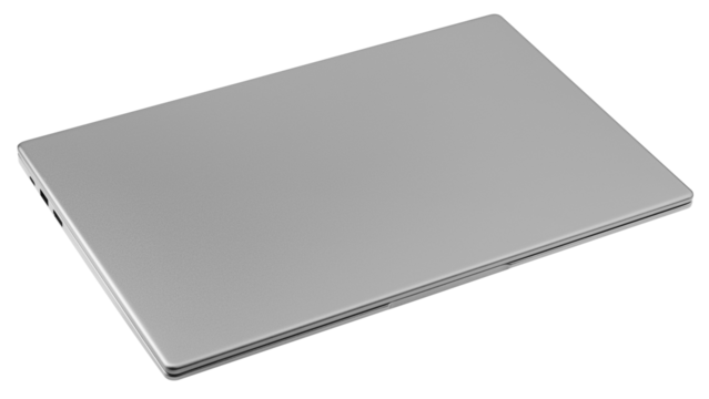 Laptop with blank screen, computer isolated on white background, full depth of field