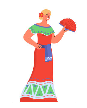 Woman in mexican clothes vector concept