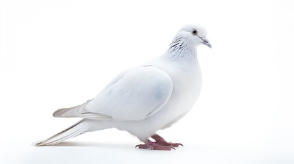 a white bird standing on a white surface