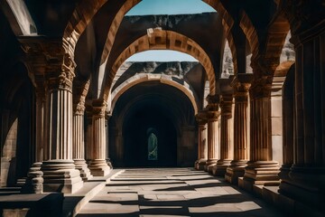 arches of the cathedral of st john the baptist - obrazy, fototapety, plakaty