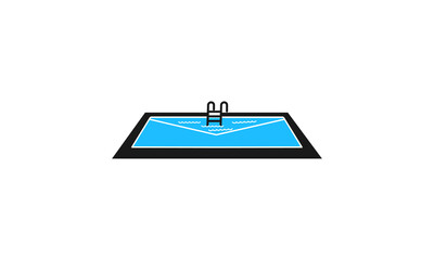 email and swimming pool icon logo in negative space vector illustration
