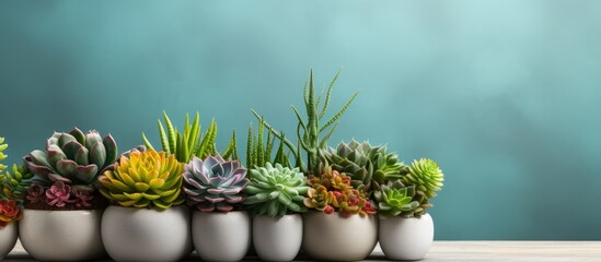 Echeveria havortiy and cacti in a small white pot