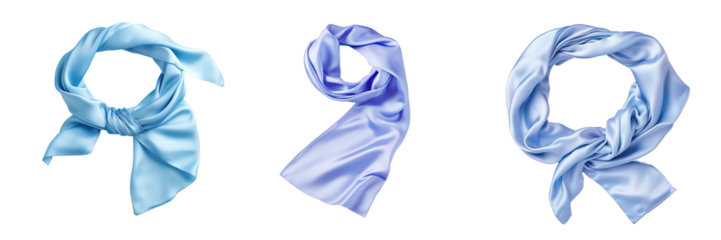Png Set transparent background Female accessory Blue silk scarf