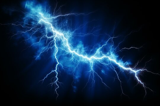 An image depicting a vibrant blue lightning bolt. Generative AI