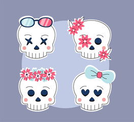 Set of skulls vector concept