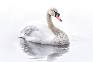 Obraz premium Beautiful white swan isolated on white background