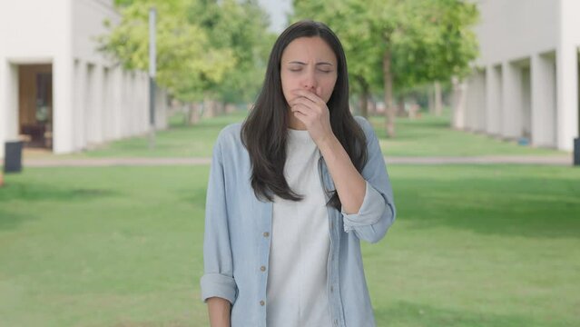 Sick Indian girl having acidity