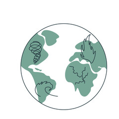 Climate change concept. Natural disasters all over planet. Flood, tsunami, wildfire, tornado, earthquake. Environmental disasters. Flat vector illustration isolated on white background.