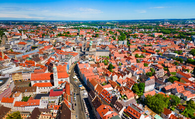 Fototapeta na wymiar Augsburg old town aerial panoramic view