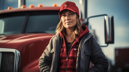 Portrait of a middle-aged female truck driver