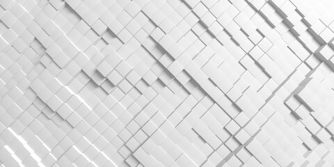 Creative abstract white cubic background. Square shapes