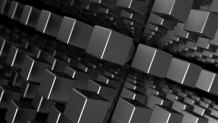 Obraz premium Abstract cubes isolated on black background. 3d illustration.