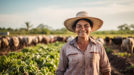 Portrait of a farmer in the field