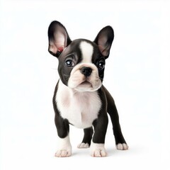 Adorable Baby Boston Terrier Pup, Generative AI