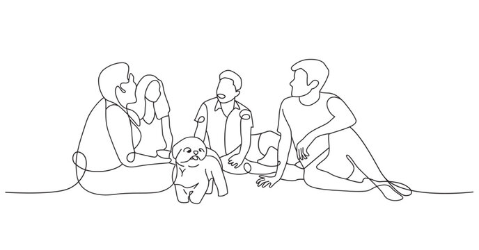 Group of friends rest and communicate picnic stock illustration