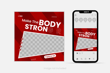 gym weight lifting social media post, gym banner template design pack.