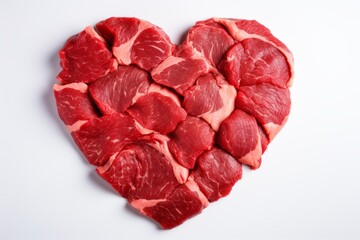 Heart shaped juicy meat with copy space