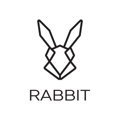 Rabbit line logo, data, bites logo design vector