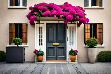 flowers in front of a house generated by al technology	