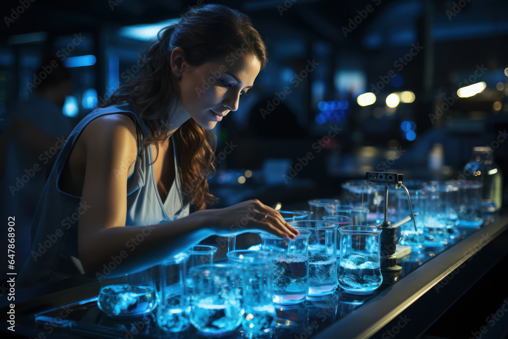 Poster innovation in progress. scientist in a lab conducting experiments, symbolizing the journey of discov