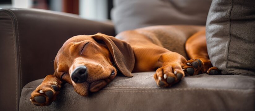 Napping brown dog curled up - Powered by Adobe