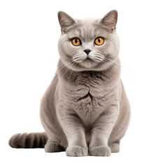 A British Shorthair cat, isolated on white, transparent background, full body