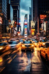 Time-Lapse of Rush Hour Traffic in New York. Generative AI - obrazy, fototapety, plakaty