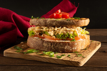 Chicken Breast Sandwich with Whole Grain Bread and Fresh Salad